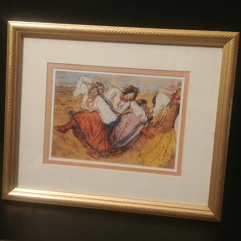 Edgar Degas Art Work “Russian Dancers” Print Gilded Frame 9 x 11"